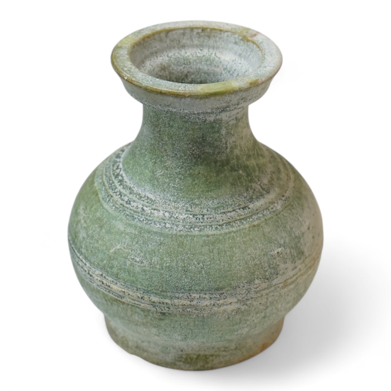 A Chinese silvery green glazed hu, Han dynsasty, 17cm high